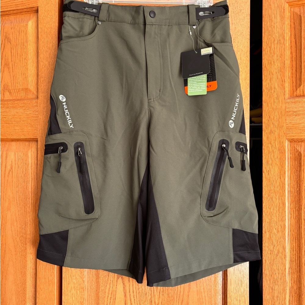 Nuckily Men's Olive and Black Cycling Apparel MTB multifunctional Shorts Fits XL